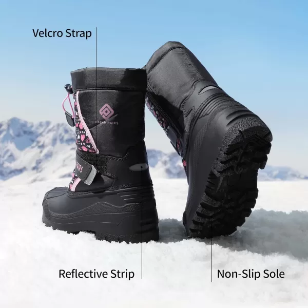 imageDREAM PAIRS Boys amp Girls Mid Calf Waterproof Winter Snow BootsKamickblack Pink
