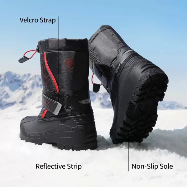 imageDREAM PAIRS Boys amp Girls Mid Calf Waterproof Winter Snow BootsKamickblack Red