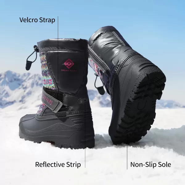 imageDREAM PAIRS Boys amp Girls Mid Calf Waterproof Winter Snow BootsKamickgrey Multi