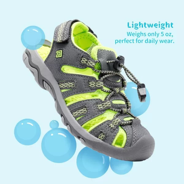 imageDREAM PAIRS Boys amp Girls ToddlerLittle KidBig Kid 160912K Outdoor Summer SandalsGreyNeonGreen