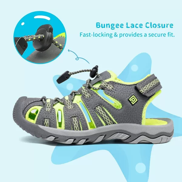 imageDREAM PAIRS Boys amp Girls ToddlerLittle KidBig Kid 160912K Outdoor Summer SandalsGreyNeonGreen