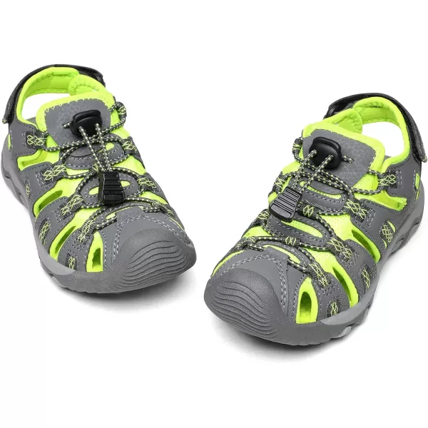 imageDREAM PAIRS Boys amp Girls ToddlerLittle KidBig Kid 160912K Outdoor Summer SandalsGreyNeonGreen