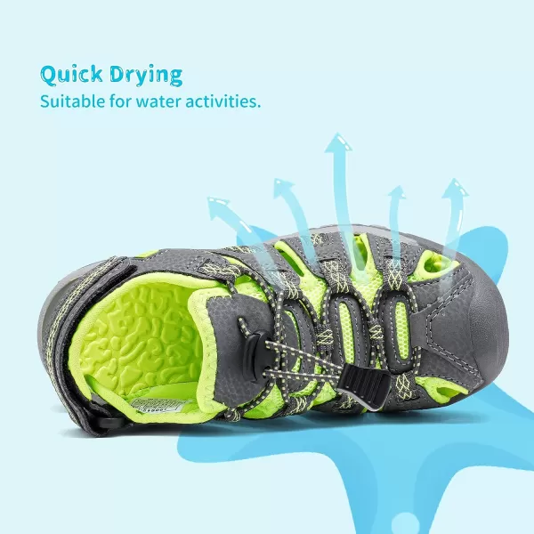 imageDREAM PAIRS Boys amp Girls ToddlerLittle KidBig Kid 160912K Outdoor Summer SandalsGreyNeonGreen