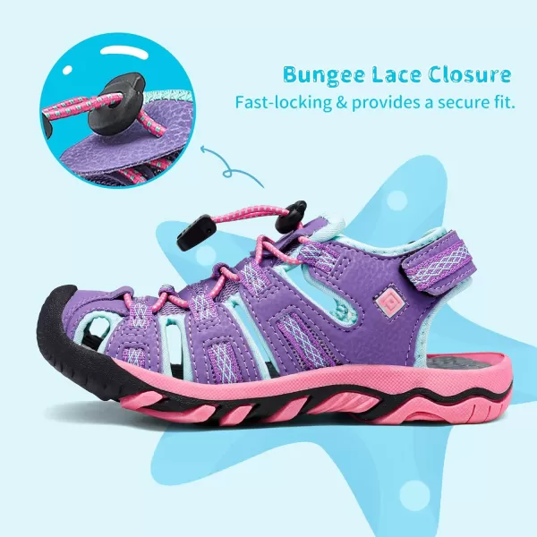 imageDREAM PAIRS Boys amp Girls ToddlerLittle KidBig Kid 160912K Outdoor Summer SandalsLavenderBabyBlueFuchsia