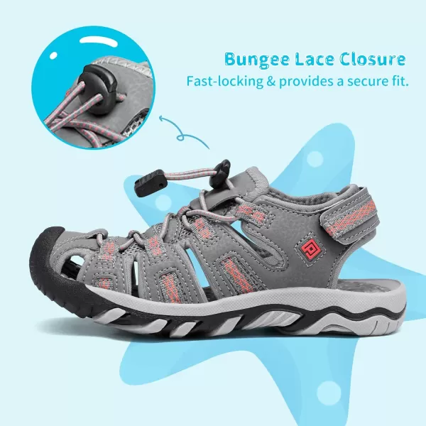 imageDREAM PAIRS Boys amp Girls ToddlerLittle KidBig Kid 160912K Outdoor Summer SandalsLightGreyCoral