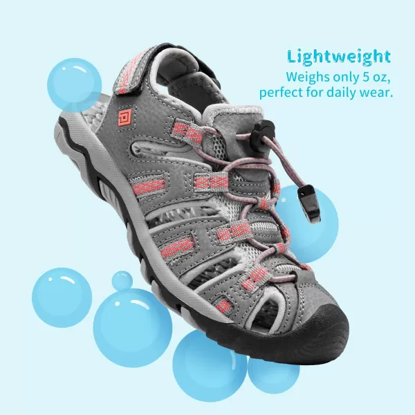 imageDREAM PAIRS Boys amp Girls ToddlerLittle KidBig Kid 160912K Outdoor Summer SandalsLightGreyCoral