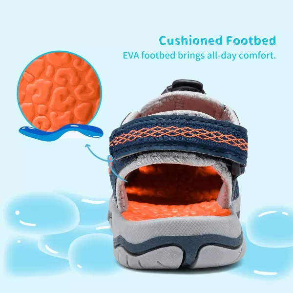 imageDREAM PAIRS Boys amp Girls ToddlerLittle KidBig Kid 160912K Outdoor Summer SandalsNavyLightGreyOrange