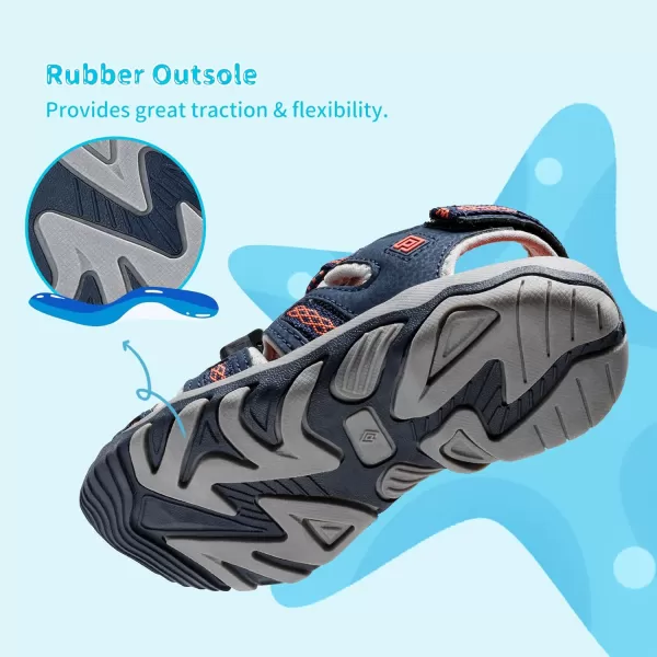 imageDREAM PAIRS Boys amp Girls ToddlerLittle KidBig Kid 160912K Outdoor Summer SandalsNavyLightGreyOrange