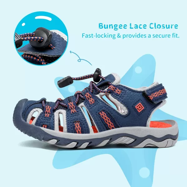 imageDREAM PAIRS Boys amp Girls ToddlerLittle KidBig Kid 160912K Outdoor Summer SandalsNavyLightGreyOrange