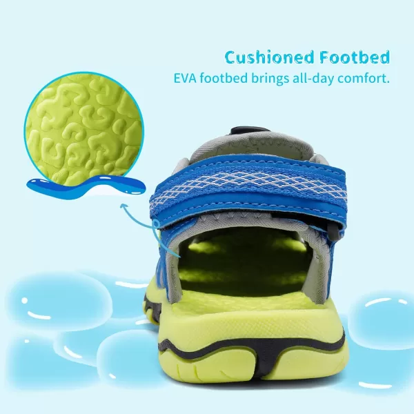 imageDREAM PAIRS Boys amp Girls ToddlerLittle KidBig Kid 160912K Outdoor Summer SandalsRoyalBlueGreyNeonGreen
