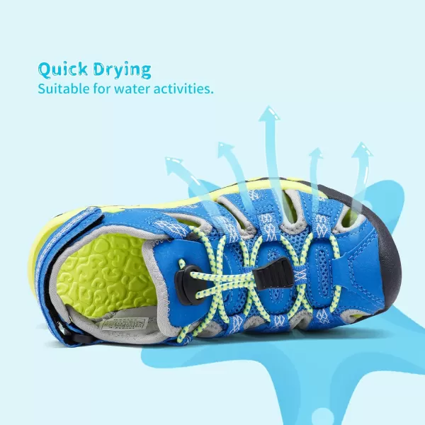 imageDREAM PAIRS Boys amp Girls ToddlerLittle KidBig Kid 160912K Outdoor Summer SandalsRoyalBlueGreyNeonGreen