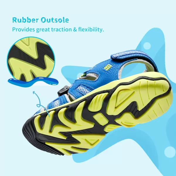 imageDREAM PAIRS Boys amp Girls ToddlerLittle KidBig Kid 160912K Outdoor Summer SandalsRoyalBlueGreyNeonGreen