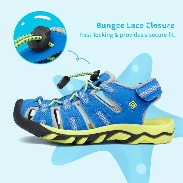 imageDREAM PAIRS Boys amp Girls ToddlerLittle KidBig Kid 160912K Outdoor Summer SandalsRoyalBlueGreyNeonGreen