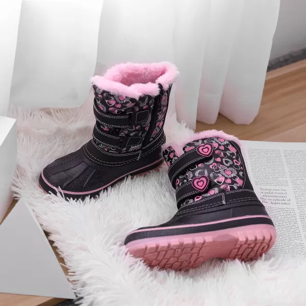 imageDREAM PAIRS Boys amp Girls ToddlerLittle KidBig Kid Ducko Ankle Winter Snow BootsBlack Pink