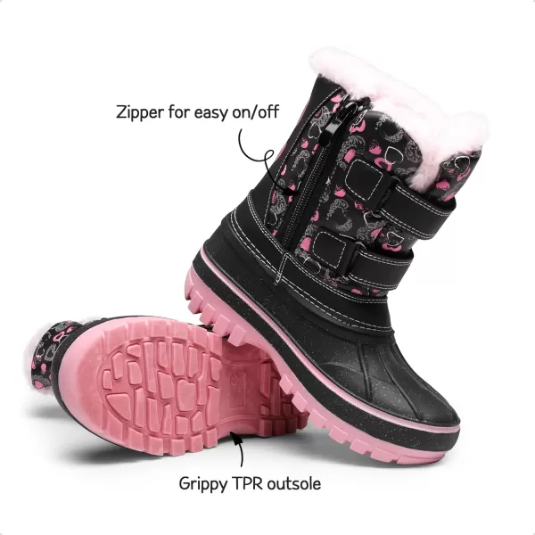 imageDREAM PAIRS Boys amp Girls ToddlerLittle KidBig Kid Ducko Ankle Winter Snow BootsBlack Pink