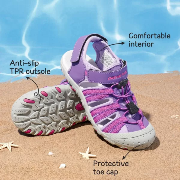 imageDREAM PAIRS Boys amp Girls ToddlerLittle KidBig Kid Outdoor Summer SandalsAll Purple
