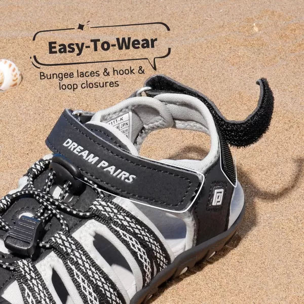 imageDREAM PAIRS Boys amp Girls ToddlerLittle KidBig Kid Outdoor Summer SandalsBlack Grey