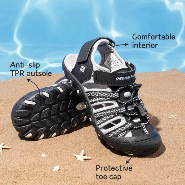 imageDREAM PAIRS Boys amp Girls ToddlerLittle KidBig Kid Outdoor Summer SandalsBlack Grey