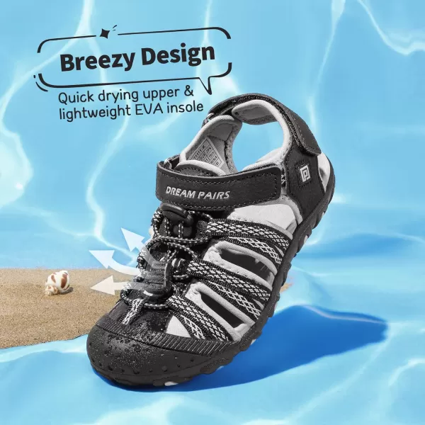 imageDREAM PAIRS Boys amp Girls ToddlerLittle KidBig Kid Outdoor Summer SandalsBlack Grey