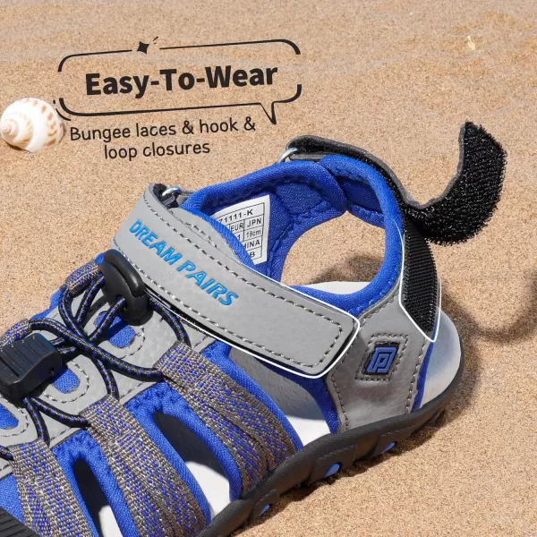 imageDREAM PAIRS Boys amp Girls ToddlerLittle KidBig Kid Outdoor Summer SandalsGrey Royal