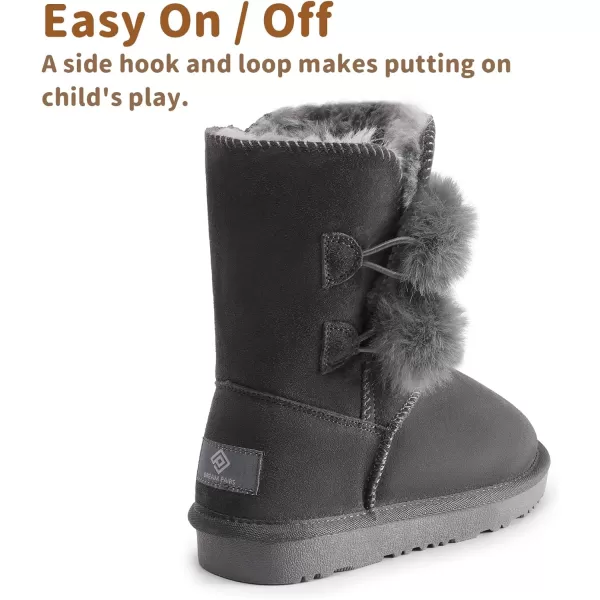imageDREAM PAIRS Boys amp Girls ToddlerLittle KidBig Kid Winter Snow BootsPompomgrey
