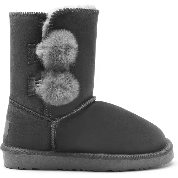 imageDREAM PAIRS Boys amp Girls ToddlerLittle KidBig Kid Winter Snow BootsPompomgrey