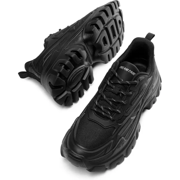 imageDREAM PAIRS Chunky Fashion Sneakers for Women Womens Platform LaceUp Comfortable Dad SneakersBlack