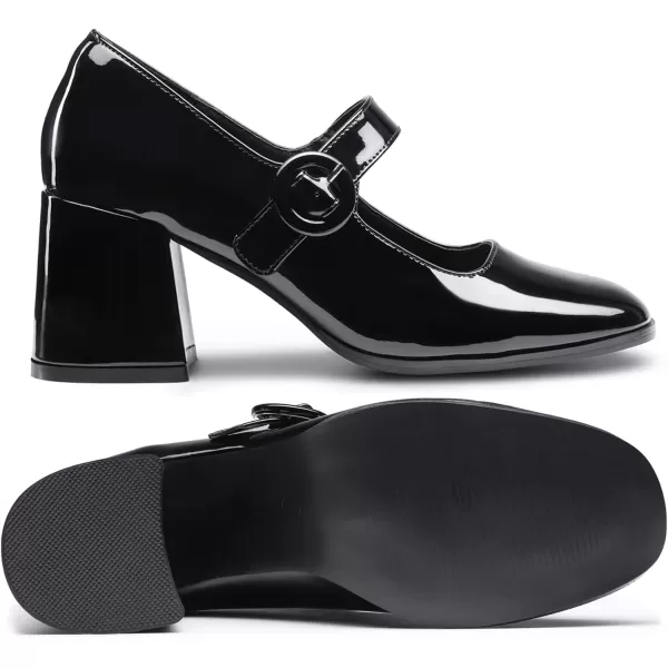 imageDREAM PAIRS Chunky Heels for Women Block Heels Closed Toe Mary Jane Shoes Comfortable Dress Office Church PumpsBright Black