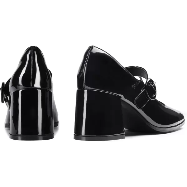 imageDREAM PAIRS Chunky Heels for Women Block Heels Closed Toe Mary Jane Shoes Comfortable Dress Office Church PumpsBright Black