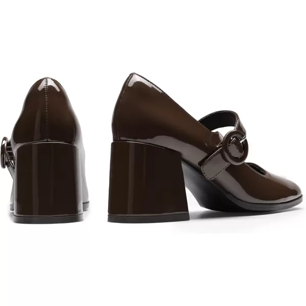 imageDREAM PAIRS Chunky Heels for Women Block Heels Closed Toe Mary Jane Shoes Comfortable Dress Office Church PumpsBright Brown