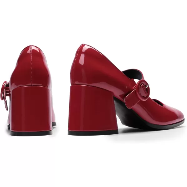 imageDREAM PAIRS Chunky Heels for Women Block Heels Closed Toe Mary Jane Shoes Comfortable Dress Office Church PumpsBright Red