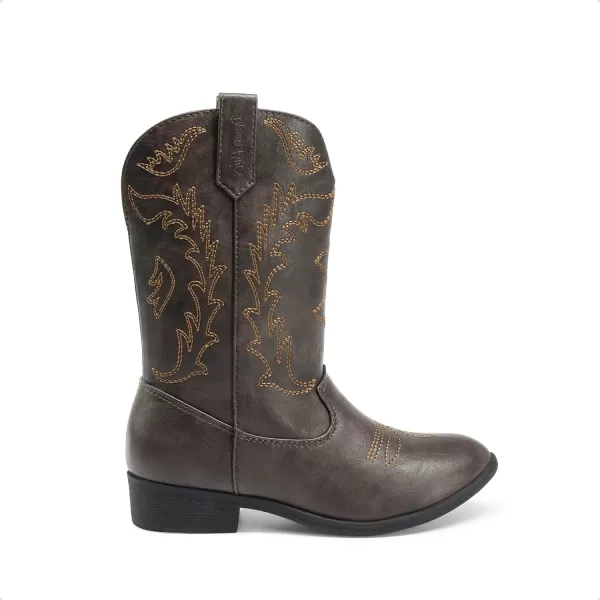 imageDREAM PAIRS Cowgirl Cowboy Western Boots Girls Mid Calf Riding Shoes Little KidBig KidBrown