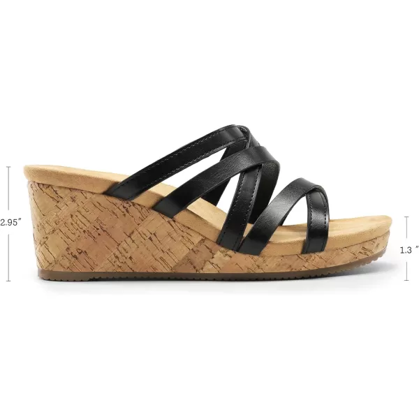 imageDREAM PAIRS Dressy Wedge Sandals for Women Casual Summer Comfort Cork Strappy Platform Slides SandalsBlack