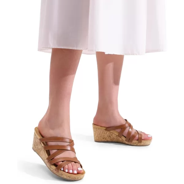 imageDREAM PAIRS Dressy Wedge Sandals for Women Casual Summer Comfort Cork Strappy Platform Slides SandalsBrown