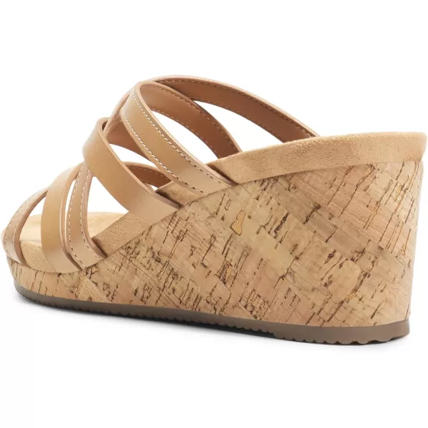 imageDREAM PAIRS Dressy Wedge Sandals for Women Casual Summer Comfort Cork Strappy Platform Slides SandalsNude