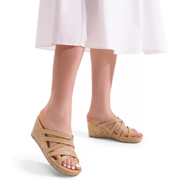 imageDREAM PAIRS Dressy Wedge Sandals for Women Casual Summer Comfort Cork Strappy Platform Slides SandalsNude