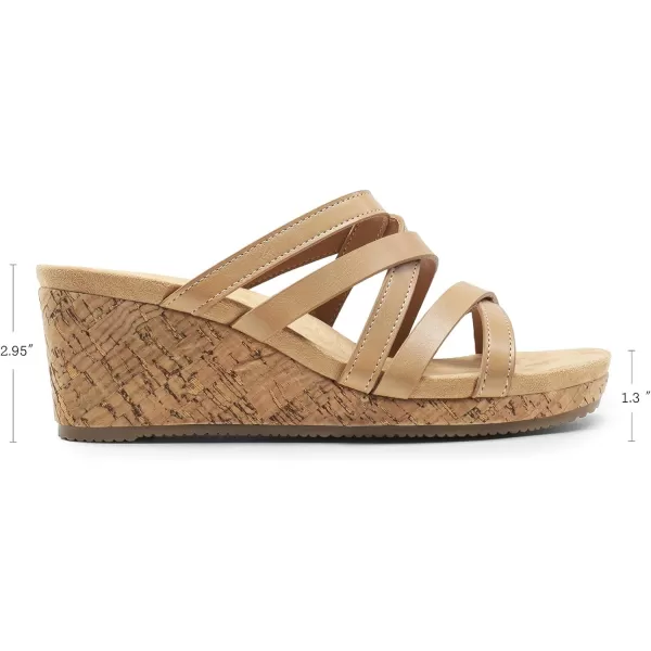 imageDREAM PAIRS Dressy Wedge Sandals for Women Casual Summer Comfort Cork Strappy Platform Slides SandalsNude