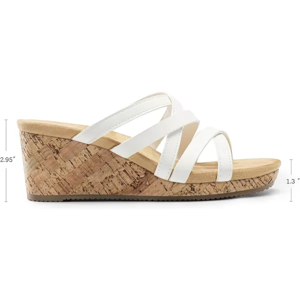 imageDREAM PAIRS Dressy Wedge Sandals for Women Casual Summer Comfort Cork Strappy Platform Slides SandalsWhite