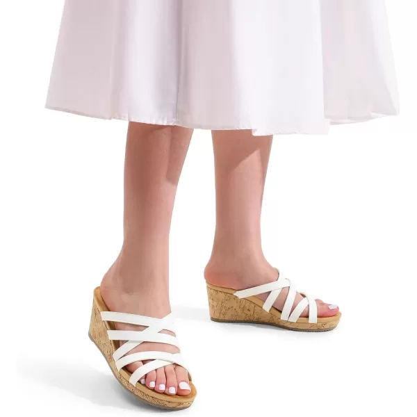 imageDREAM PAIRS Dressy Wedge Sandals for Women Casual Summer Comfort Cork Strappy Platform Slides SandalsWhite