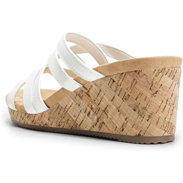 imageDREAM PAIRS Dressy Wedge Sandals for Women Casual Summer Comfort Cork Strappy Platform Slides SandalsWhite
