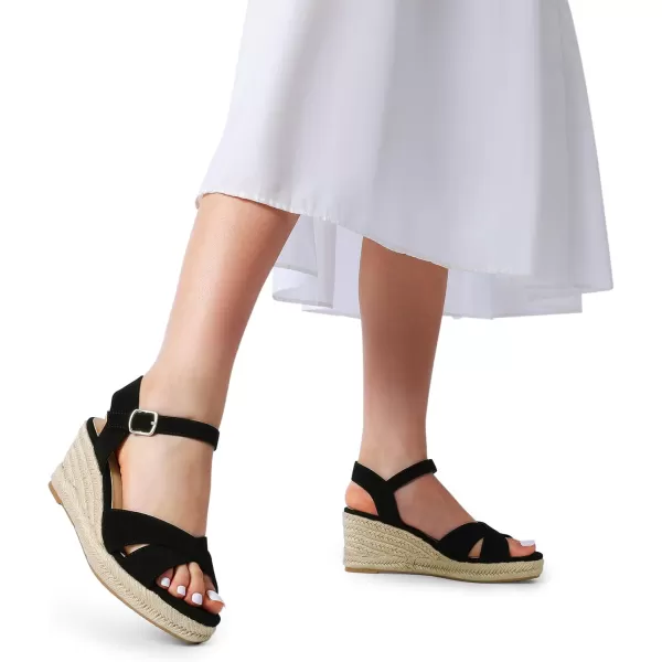 imageDREAM PAIRS Espadrille Dressy Wedge Sandals Womens Platform Sandals Casual Summer Comfortable High Heeled Wedges with Adjustable BuckleBlacknubuck