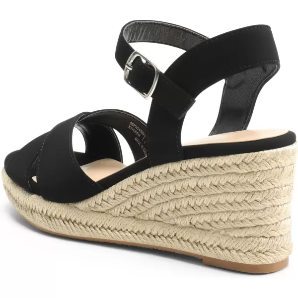 imageDREAM PAIRS Espadrille Dressy Wedge Sandals Womens Platform Sandals Casual Summer Comfortable High Heeled Wedges with Adjustable BuckleBlacknubuck