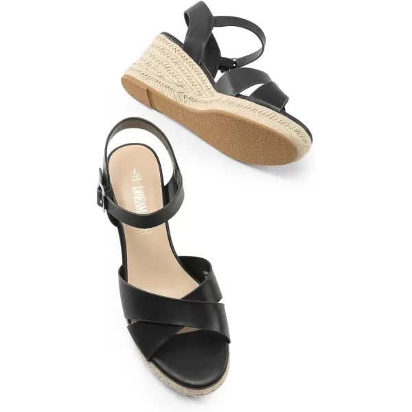 imageDREAM PAIRS Espadrille Dressy Wedge Sandals Womens Platform Sandals Casual Summer Comfortable High Heeled Wedges with Adjustable BuckleBlackpu
