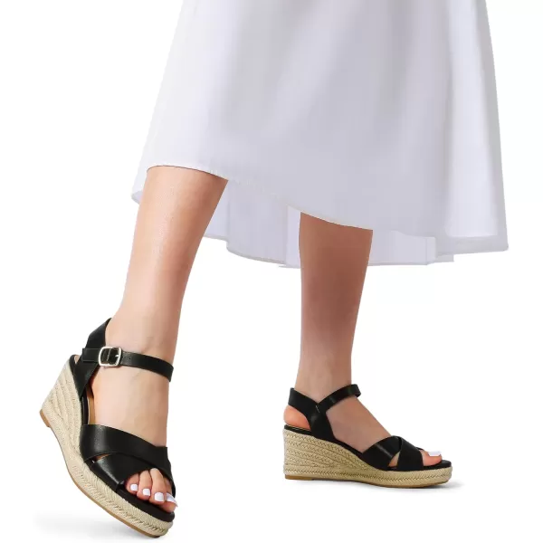 imageDREAM PAIRS Espadrille Dressy Wedge Sandals Womens Platform Sandals Casual Summer Comfortable High Heeled Wedges with Adjustable BuckleBlackpu