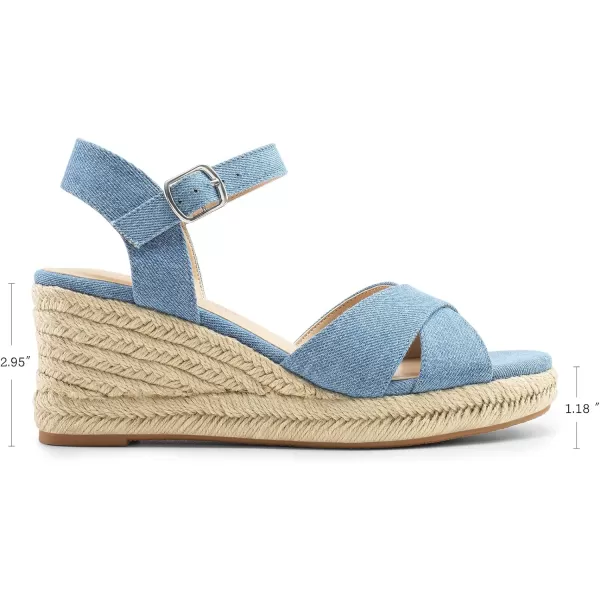 imageDREAM PAIRS Espadrille Dressy Wedge Sandals Womens Platform Sandals Casual Summer Comfortable High Heeled Wedges with Adjustable BuckleDenimcanvas
