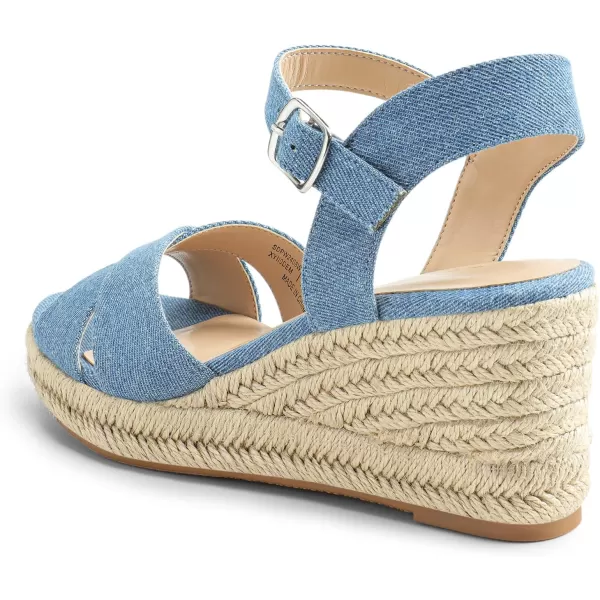 imageDREAM PAIRS Espadrille Dressy Wedge Sandals Womens Platform Sandals Casual Summer Comfortable High Heeled Wedges with Adjustable BuckleDenimcanvas