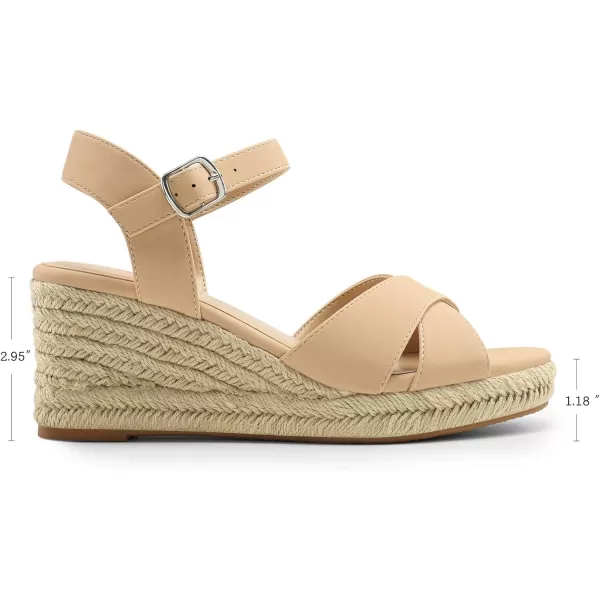 imageDREAM PAIRS Espadrille Dressy Wedge Sandals Womens Platform Sandals Casual Summer Comfortable High Heeled Wedges with Adjustable BuckleNudenubuck