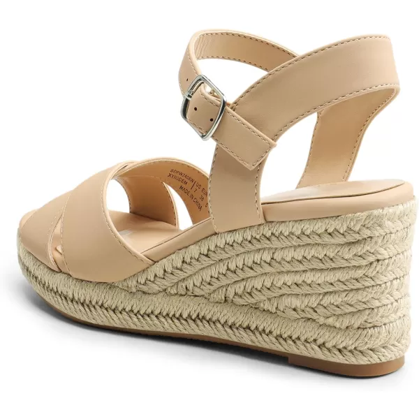 imageDREAM PAIRS Espadrille Dressy Wedge Sandals Womens Platform Sandals Casual Summer Comfortable High Heeled Wedges with Adjustable BuckleNudenubuck