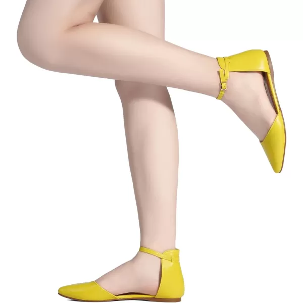 imageDREAM PAIRS Flapointed Womens Casual DOrsay Pointed Plain Ballet Comfort Soft Slip On Flats ShoesAnkleyellow