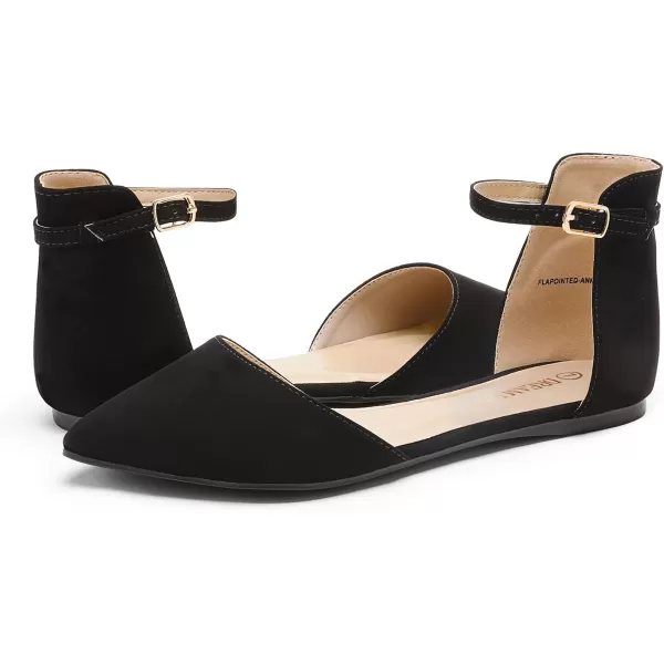 imageDREAM PAIRS Flapointed Womens Casual DOrsay Pointed Plain Ballet Comfort Soft Slip On Flats ShoesBlackNubuck